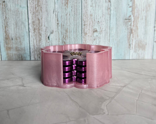 Sous-Verres et Support Fleur Violet/Rose