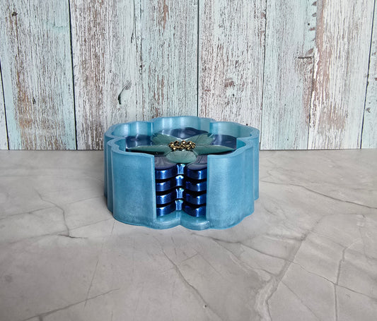 Sous-Verres et Support Fleur Bleu