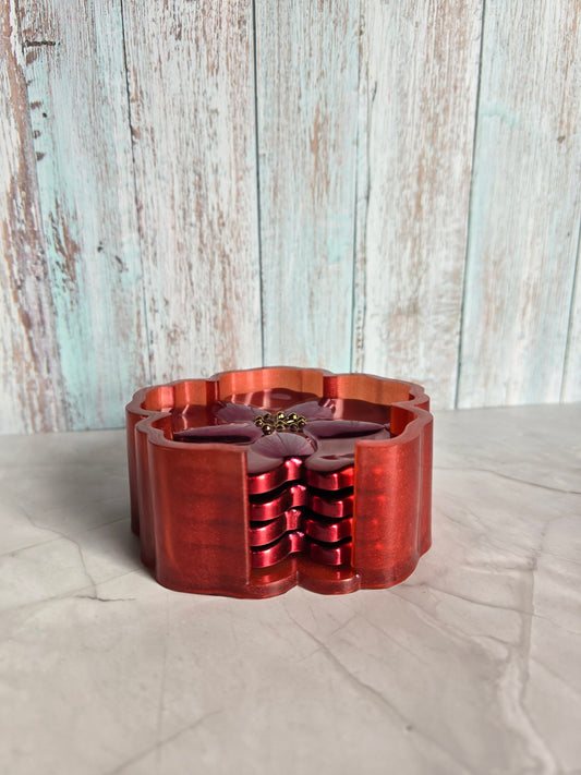 Sous-Verres et Support Fleur Rouge