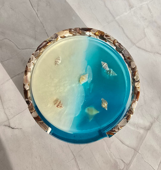 Sous-Verre et Support Rond avec incrustation coquillages