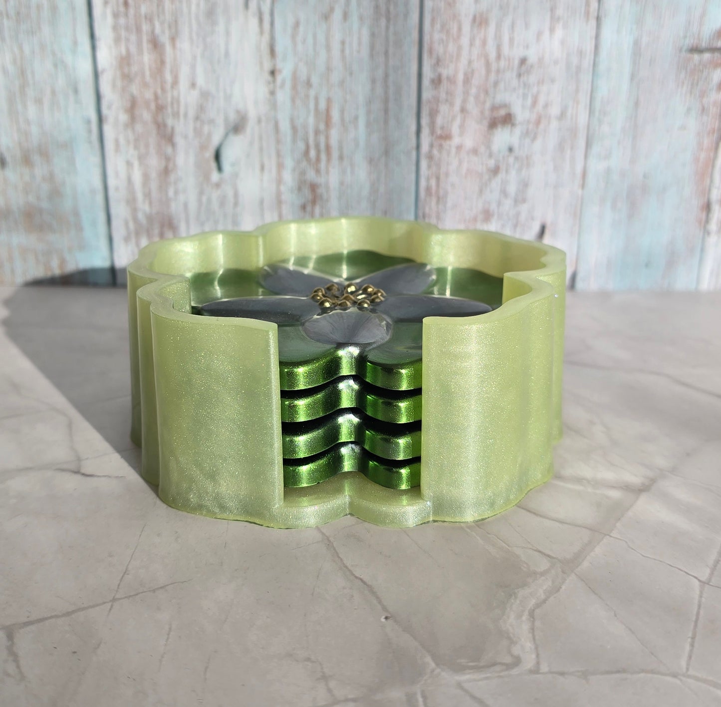 Sous-Verres et Support Fleur Vert